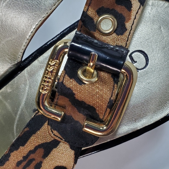 Guess Peep Toe Platform Animal Print Patent Leather Slingback Stiletto Heels 8M - Picture 8 of 11